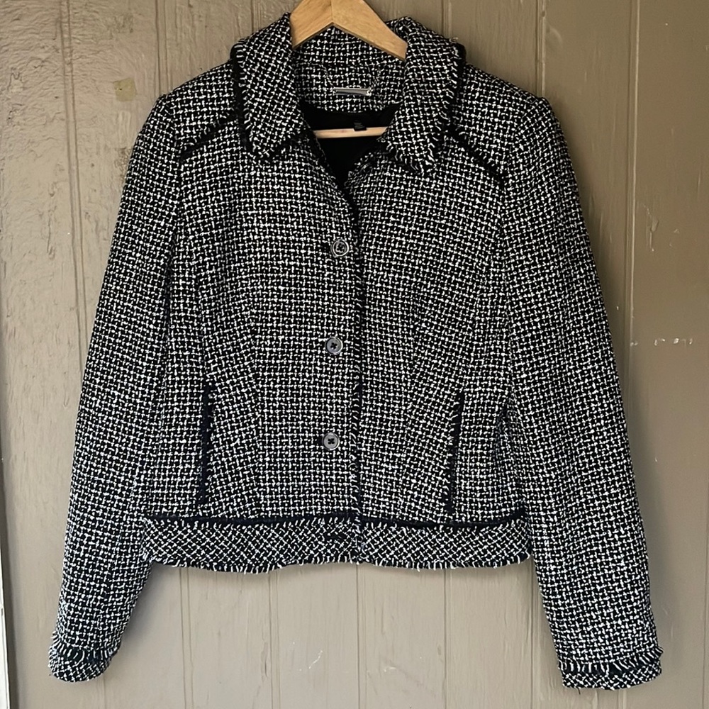 White House Black Market Black and White Tweed Jacket